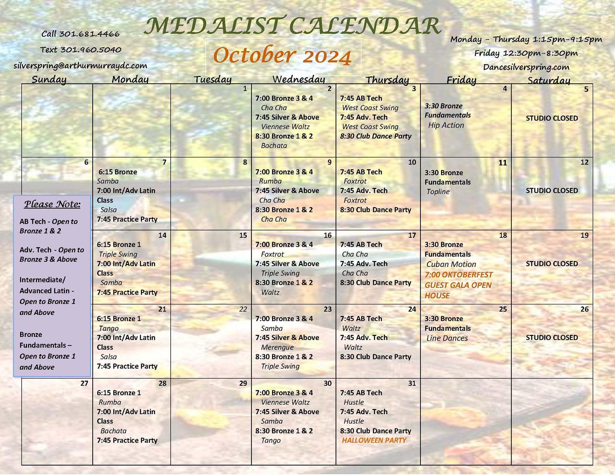 October 2024 Medalist Calendar final