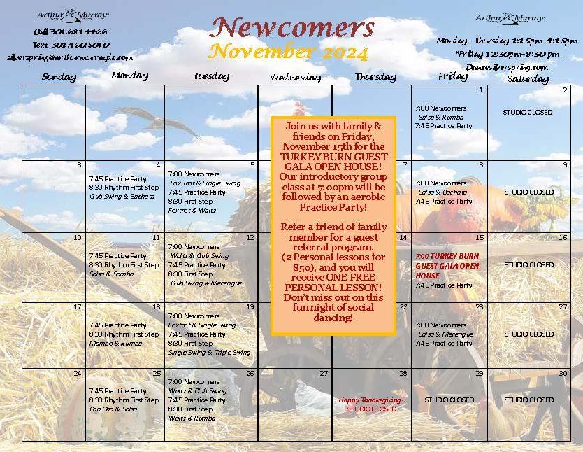 November 2024 Newcomers Calendar