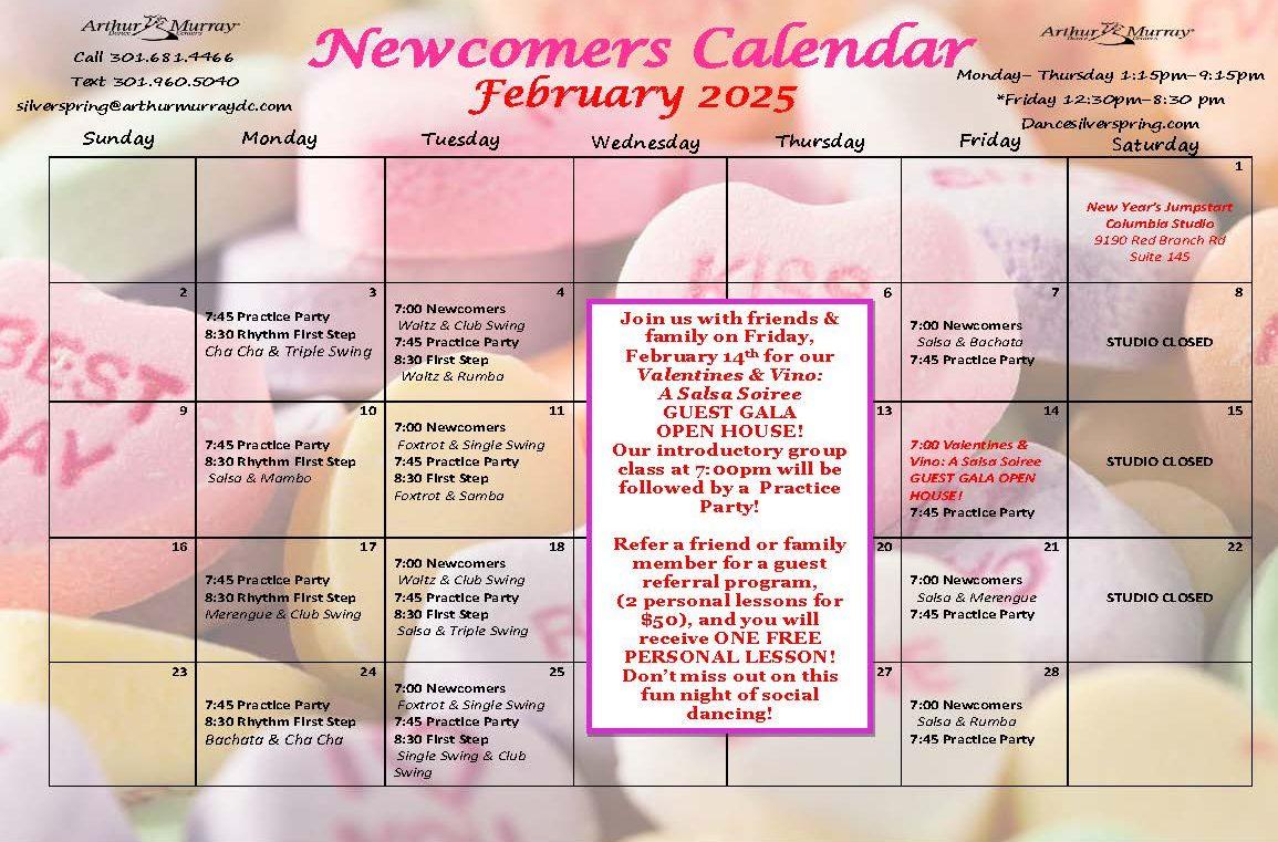 February Newcomer calendar 2025