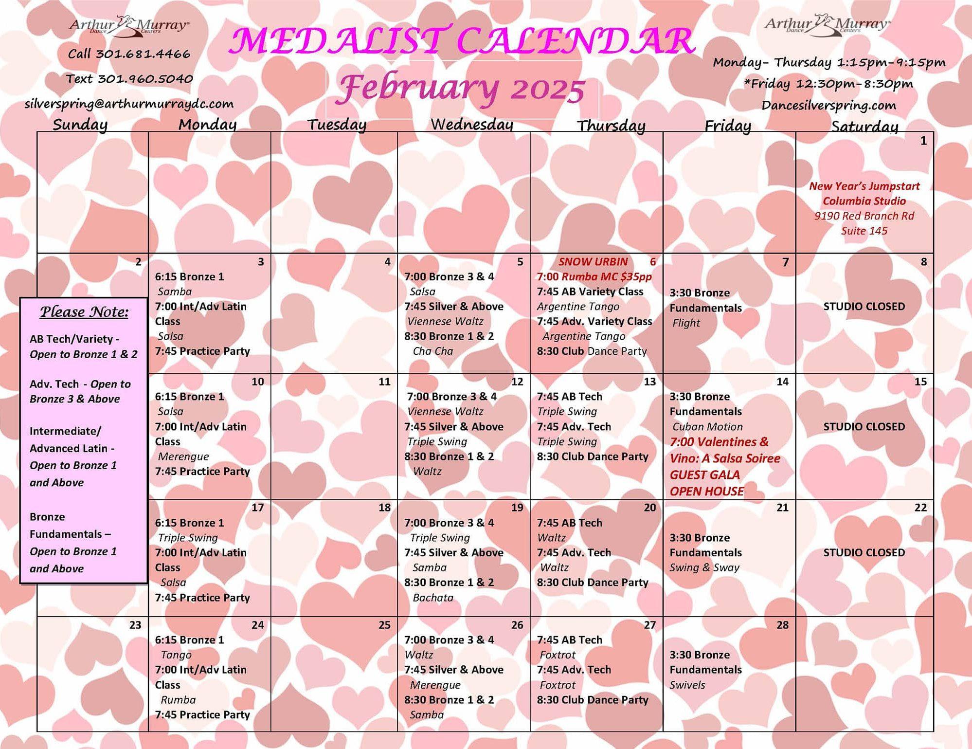 February 2025 Medalist Calendar