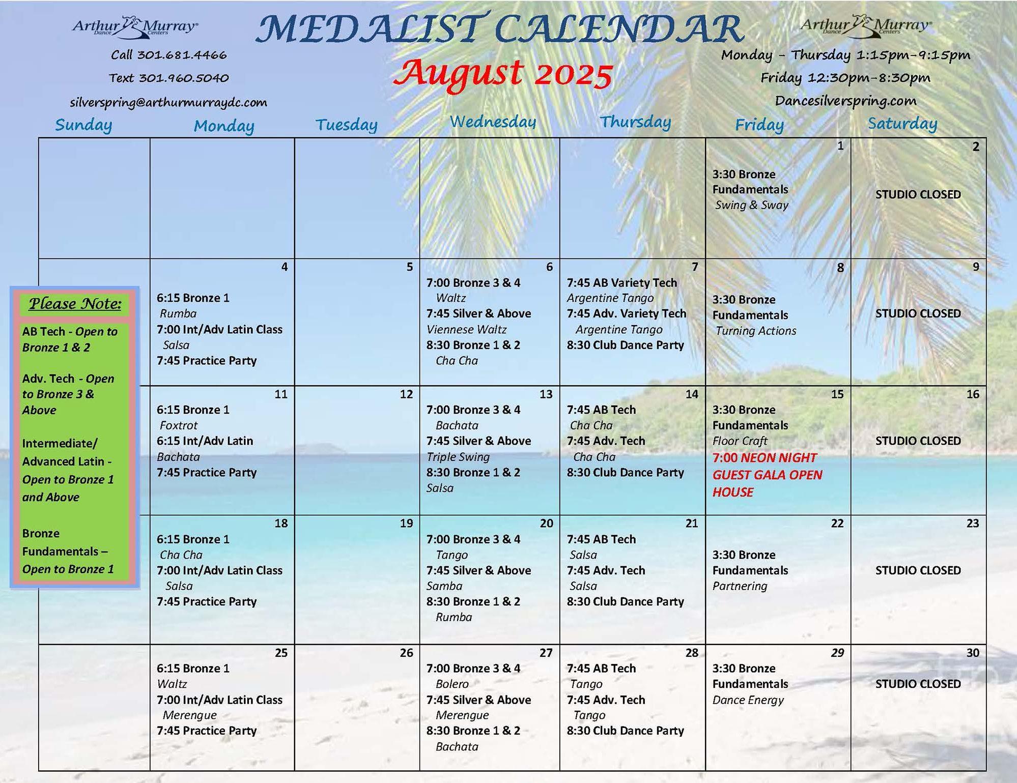 August 2025 Medalist Calendar final